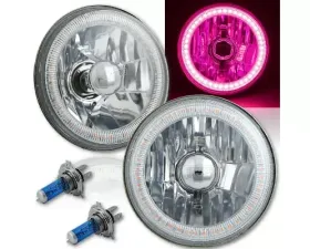 Octane Lighting 5 3/4 Inch SMD Pink LED Halo Angel Eye Halogen 60/55w Crystal Clear Headlight Pair
