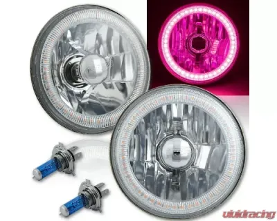 Octane Lighting 5 3/4 Inch SMD Pink LED Halo Angel Eye Halogen 60/55w Crystal Clear Headlight Pair - OL-001L-PINK