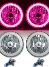 Octane Lighting 5 3/4 Inch SMD Pink LED Halo Angel Eye Halogen 60/55w Crystal Clear Headlight Pair                                     - OL-001L-PINK - Image 2