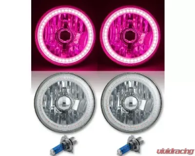 Octane Lighting 5 3/4 Inch SMD Pink LED Halo Angel Eye Halogen 60/55w Crystal Clear Headlight Pair - OL-001L-PINK