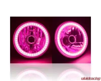 Octane Lighting 5 3/4 Inch SMD Pink LED Halo Angel Eye Halogen 60/55w Crystal Clear Headlight Pair - OL-001L-PINK