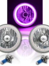 Octane Lighting 5 3/4 Inch Purple SMD LED Halo Angel Eye Halogen Light Crystal Clear Headlight Pair                                     - OL-001L-PU - Image 12