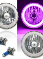 Octane Lighting 5 3/4 Inch Purple SMD LED Halo Angel Eye Halogen Light Crystal Clear Headlight Pair                                     - OL-001L-PU - Image 2
