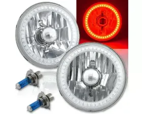 Octane Lighting 5 3/4 Inch SMD Red LED Halo Halogen Bulb Headlight Angel Eye Crystal Clear Pair