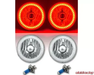 Octane Lighting 5 3/4 Inch SMD Red LED Halo Halogen Bulb Headlight Angel Eye Crystal Clear Pair - OL-001L-R
