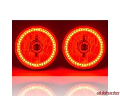 Octane Lighting 5 3/4 Inch SMD Red LED Halo Halogen Bulb Headlight Angel Eye Crystal Clear Pair - OL-001L-R