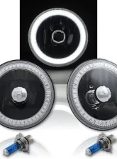 Octane Lighting 5 3/4 Inch White SMD LED Halo Angel Eye Black Halogen Light Crystal Headlight Pair                                     - OL-001L-W-BLK - Image 12