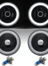 Octane Lighting 5 3/4 Inch White SMD LED Halo Angel Eye Black Halogen Light Crystal Headlight Pair                                     - OL-001L-W-BLK - Image 2