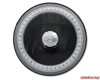 Octane Lighting 5 3/4 Inch White SMD LED Halo Angel Eye Black Halogen Light Crystal Headlight Pair - OL-001L-W-BLK