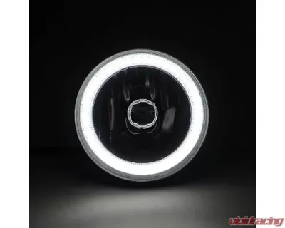 Octane Lighting 5 3/4 Inch White SMD LED Halo Angel Eye Black Halogen Light Crystal Headlight Pair - OL-001L-W-BLK