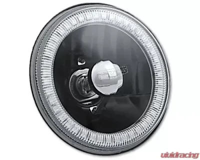 Octane Lighting 5 3/4 Inch White SMD LED Halo Angel Eye Black Halogen Light Crystal Headlight Pair - OL-001L-W-BLK