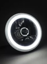 Octane Lighting 5 3/4 Inch White SMD LED Halo Angel Eye Black Halogen Light Crystal Headlight Pair                                     - OL-001L-W-BLK - Image 6