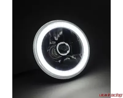 Octane Lighting 5 3/4 Inch White SMD LED Halo Angel Eye Black Halogen Light Crystal Headlight Pair - OL-001L-W-BLK