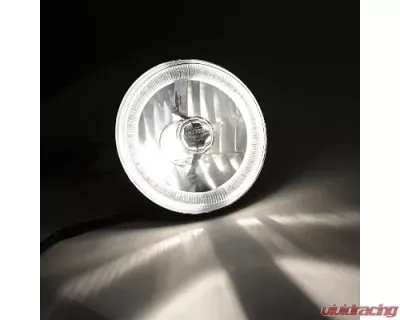 Octane Lighting 5 3/4 Inch White SMD LED Halo Angel Eye Black Halogen Light Crystal Headlight Pair - OL-001L-W-BLK