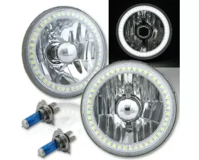 Octane Lighting 5 3/4 Inch SMD White LED Halo Halogen Bulb Headlight Angel Eye Crystal Clear Pair