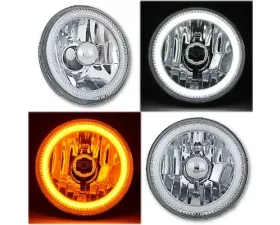 Octane Lighting 5 3/4 Inch Switchback White Amber Halogen Halo DRL Turn Signal Angel Eye Headlight Pair