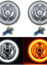 Octane Lighting 5 3/4 Inch Switchback White Amber Halogen Halo DRL Turn Signal Angel Eye Headlight Pair                                     - OL-001L-WA - Image 2