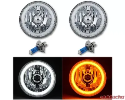 Octane Lighting 5 3/4 Inch Switchback White Amber Halogen Halo DRL Turn Signal Angel Eye Headlight Pair - OL-001L-WA