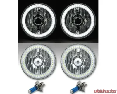 Octane Lighting 5 3/4 Inch SMD White LED Halo Halogen Bulb Headlight Angel Eye Crystal Clear Pair - OL-001L-W