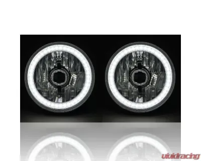 Octane Lighting 5 3/4 Inch SMD White LED Halo Halogen Bulb Headlight Angel Eye Crystal Clear Pair - OL-001L-W