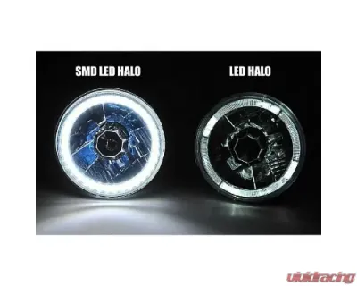 Octane Lighting 5 3/4 Inch SMD White LED Halo Halogen Bulb Headlight Angel Eye Crystal Clear Pair - OL-001L-W