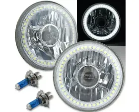 Octane Lighting 5 3/4 Inch Projector SMD White LED Halo Halogen Bulb Crystal Headlight Angel Eye Pair
