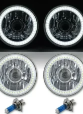 Octane Lighting 5 3/4 Inch Projector SMD White LED Halo Halogen Bulb Crystal Headlight Angel Eye Pair                                     - OL-002-L-P-W - Image 2