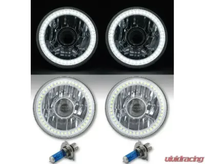 Octane Lighting 5 3/4 Inch Projector SMD White LED Halo Halogen Bulb Crystal Headlight Angel Eye Pair - OL-002-L-P-W