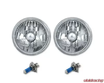 Octane Lighting 5 3/4 Inch Halogen Headlight Diamond Crystal Headlamp 55/60w H4 6000k Light Bulb Pair - OL-003