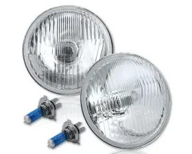 Octane Lighting 5 3/4 Inch Stock H4 Halogen Light Bulb Headlight Super White 55/60W Headlamp Pair
