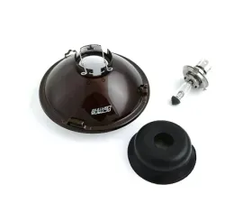 Octane Lighting 5 3/4 Inch Halogen Stock Amber Yellow Glass Headlight Fog Light H4 60W Bulbs Pair