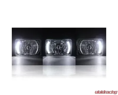 Octane Lighting 4X6 Inch White LED Split Halo Headlight Halogen Headlamp 60W Light Bulbs Pair - OL-018