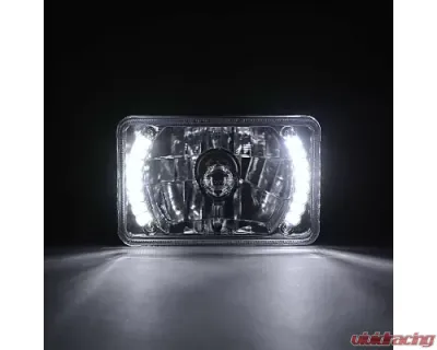 Octane Lighting 4X6 Inch White LED Split Halo Headlight Halogen Headlamp 60W Light Bulbs Pair - OL-018