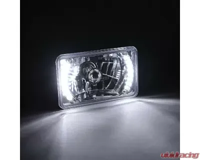 Octane Lighting 4X6 Inch White LED Split Halo Headlight Halogen Headlamp 60W Light Bulbs Pair - OL-018