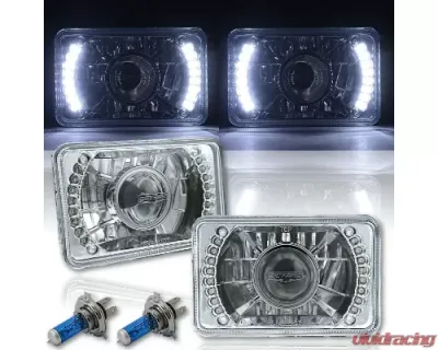 Octane Lighting 4X6 Inch White LED Halo Projector Halogen Crystal Clear Headlamp Headlight Bulb Pair - OL-019