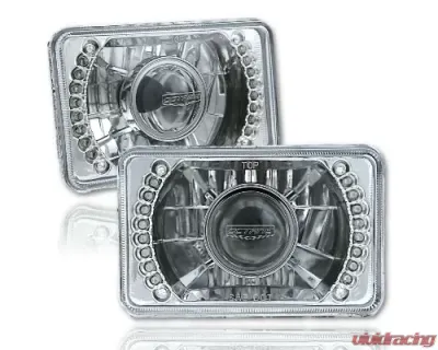 Octane Lighting 4X6 Inch White LED Halo Projector Halogen Crystal Clear Headlamp Headlight Bulb Pair - OL-019