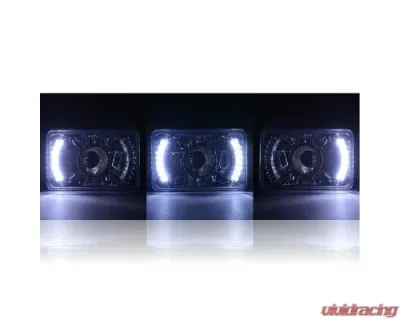 Octane Lighting 4X6 Inch White LED Halo Projector Halogen Crystal Clear Headlamp Headlight Bulb Pair - OL-019