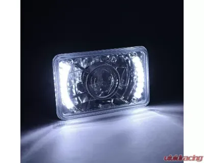 Octane Lighting 4X6 Inch White LED Halo Projector Halogen Crystal Clear Headlamp Headlight Bulb Pair - OL-019