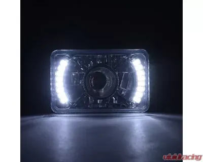 Octane Lighting 4X6 Inch White LED Halo Projector Halogen Crystal Clear Headlamp Headlight Bulb Pair - OL-019