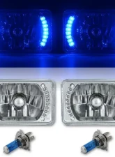 Octane Lighting 4X6 Inch Blue LED Halo Angel Eye Headlight Halogen Headlamp 55/60W Light Bulbs Pair                                     - OL-020 - Image 2