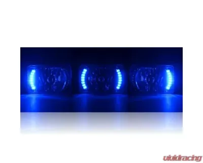 Octane Lighting 4X6 Inch Blue LED Halo Angel Eye Headlight Halogen Headlamp 55/60W Light Bulbs Pair - OL-020