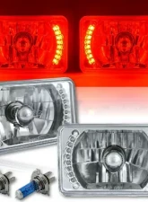 Octane Lighting 4X6 Inch Red LED Halo Angel Eye Headlight Halogen Headlamp 55/60W Light Bulbs Pair                                     - OL-022 - Image 12