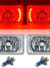 Octane Lighting 4X6 Inch Red LED Halo Angel Eye Headlight Halogen Headlamp 55/60W Light Bulbs Pair                                     - OL-022 - Image 2