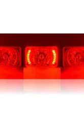 Octane Lighting 4X6 Inch Red LED Halo Angel Eye Headlight Halogen Headlamp 55/60W Light Bulbs Pair                                     - OL-022 - Image 3
