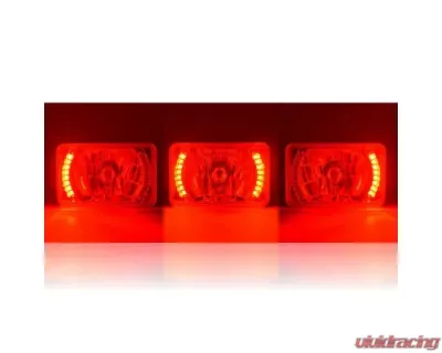 Octane Lighting 4X6 Inch Red LED Halo Angel Eye Headlight Halogen Headlamp 55/60W Light Bulbs Pair - OL-022