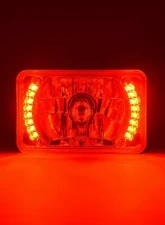 Octane Lighting 4X6 Inch Red LED Halo Angel Eye Headlight Halogen Headlamp 55/60W Light Bulbs Pair                                     - OL-022 - Image 5
