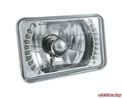 Octane Lighting 4X6 Inch Red LED Halo Angel Eye Headlight Halogen Headlamp 55/60W Light Bulbs Pair - OL-022