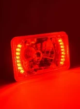 Octane Lighting 4X6 Inch Red LED Halo Angel Eye Headlight Halogen Headlamp 55/60W Light Bulbs Pair                                     - OL-022 - Image 7