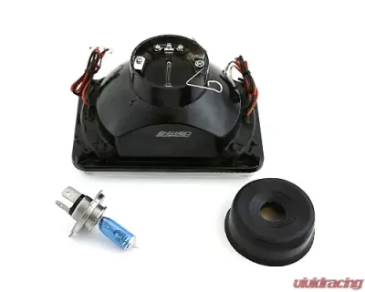 Octane Lighting 4X6 Inch Red LED Halo Angel Eye Headlight Halogen Headlamp 55/60W Light Bulbs Pair - OL-022