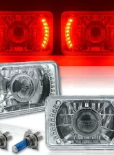 Octane Lighting 4X6 Inch Red LED Halo Projector Halogen Headlight Headlamp Bulbs Crystal Clear Pair                                     - OL-023 - Image 12